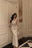 Mermaid Sweetheart Straps White Floral Long Satin Prom Dress Birthday Outfits