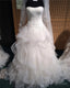 Pleated Strapless Bodice Corset Organza Ruffles Ball Gown Wedding Dress