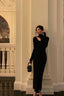 Sheath High Neckline Black Long Sleeves Prom Dress Birthday Outfits