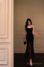 Sheath Mermaid Black Pleated Prom Dress Birthday Outfits Prom Gowns