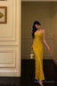 Sexy Sheath Spaghetti Straps Gold Prom Dresses Birthday Outfits Evening Gown