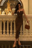 Sexy Sheath Spaghetti Straps Sleeveless Brown Ankle Length Prom Dresses Birthday Outfits