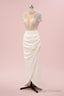 Sexy Sheer Prom Dresses Tulle Pearls Sheath Mermaid Women Long Prom Dresses