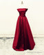 Strapless Long Satin Floor Length Bridesmaid Dress For Wedding Prom