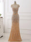 Sexy V Neck Heavy Beaded Prom Dresses With Crystal Sequined Mermaid Prom Dresses