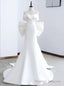Sexy White Mermaid Off the Shoulder Pleats Wedding Dress With Bow