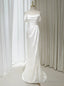 Sexy White Mermaid Satin Off the Shoulder Pleats Wedding Dress