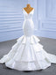 Sexy White Mermaid Satin V Neck Wedding Dress
