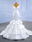 Sexy White Mermaid Satin V-neck Wedding Dress