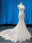 Sexy White Mermaid Tulle Lace Appliques V Neck Wedding Dress