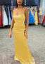 Sheath/Column Bateau Spaghetti Straps Long Dress Floor Length Charmeuse Prom Dress With Pleated