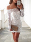 Sheath/Column Off-the-Shoulder Short Mini Lace Homecoming Dresses