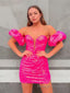 Sheath/Column Off-the-Shoulder Short Mini Sequins Homecoming Dresses