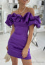 Sheath/Column Off-the-Shoulder Sleeveless Satin Short Mini Homecoming Dress With Ruffles