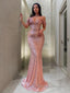 Sheath/Column Off-the-Shoulder Sweep Train Sequins Prom Dresses