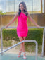 Sheath/Column One Shoulder Short Mini Jersey Homecoming Dresses