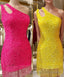 Sheath/Column One Shoulder Short Mini Velvet Sequins Homecoming Dress
