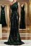 Sheath/Column One Shoulder Sweep Train Sequins Bridesmaid Dress