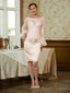 Sheath/Column Scoop Knee-Length Satin Mother of the Bride Dress With Lace