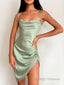 Sheath/Column Spaghetti Straps Short Mini Charmeuse Homecoming Dresses