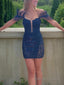 Sheath/Column Spaghetti Straps Short Mini Lace Applique Homecoming Dresses