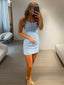 Sheath/Column Spaghetti Straps Short Mini Lace Homecoming Dresses With Appliques Lace