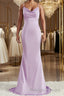 Sheath/Column Square Sweep Train NS Elastic Woven Satin Bridesmaid Dress