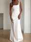 Sheath/Column Straps Floor Length Stretch Crepe Wedding Dresses