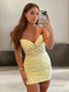 Sheath/Column Sweetheart Short Mini Lace Homecoming Dresses