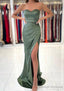 Sheath/Column Sweetheart Sleeveless Charmeuse Long Dress Floor Length Prom Dress With Pleated Split