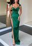 Sheath/Column Sweetheart Sleeveless Long Dress Floor Length Satin Prom Dress With Split