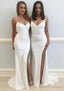 Sheath/Column Sweetheart Sleeveless Sweep Train Jersey Prom Dress With Split Pleated
