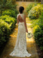 Sheath/Column V Neck Court Train Lace Wedding Dresses With Belt/Sash