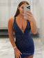 Sheath/Column V Neck Short Mini Stretch Crepe Homecoming Dresses