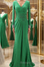 Sheath/Column V-neck Sweep Train Jersey Mother of the Bride Dresses With Ruffles