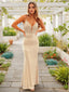 Sheath/Column V Neck Sweep Train Jersey Prom Dresses With Appliques Lace