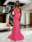 Sheath/Column V Neck Sweep Train Prom Dresses