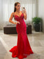 Sheath/Column V Neck Sweep Train Stretch Crepe Prom Dresses