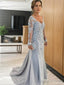 Sheath/Column V Neck Sweep Train Tulle Mother of the Bride Dress With Appliques Lace
