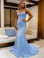 Sheath/Column V Neck Sweep Train Velvet Sequins Prom Dresses