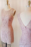 Sheath Crew Knee-Length Pink Lace Homecoming Dresses