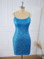 Sheath Spaghetti Straps Sequin Short Mini Dress