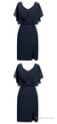 Sheath V-Neck Short Navy Blue Chiffon Homecoming Dresses