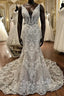 Sheath V Neck Wide Strap Floor Length Backless Tulle Lace Applique Wedding Dress