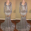 Shiny Long Sleeves Sequin Mermaid Prom Dress