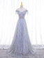 Shiny Off the Shoulder Silver Gray Long Prom Dresses, Silver Gray Long Formal Prom Dresses