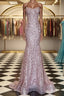 Shiny Sequins Mermaid Pink Long Prom Dresses Sweetheart Neck Pink Prom Dresses Mermaid Pink Prom Dresses
