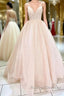 Shiny V Neck Backless Pink Long Prom Dress, Backless Pink Formal Dress, Sparkly Pink Evening Dress
