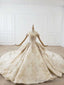 Shop Champagne Ball Gown Tulle Appiques Long Train Huate Couture Wedding Dress