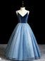 Shop For Cute Blue Ball Gown Tulle Spagehtti Straps Sequins Flwoer Girl Dress